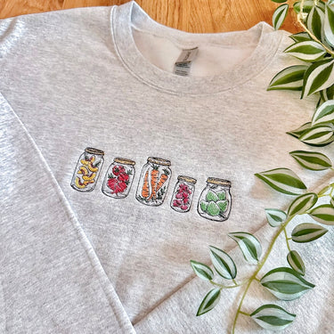 Jarred Fruits and Veggies Embroidered Sweatshirt
